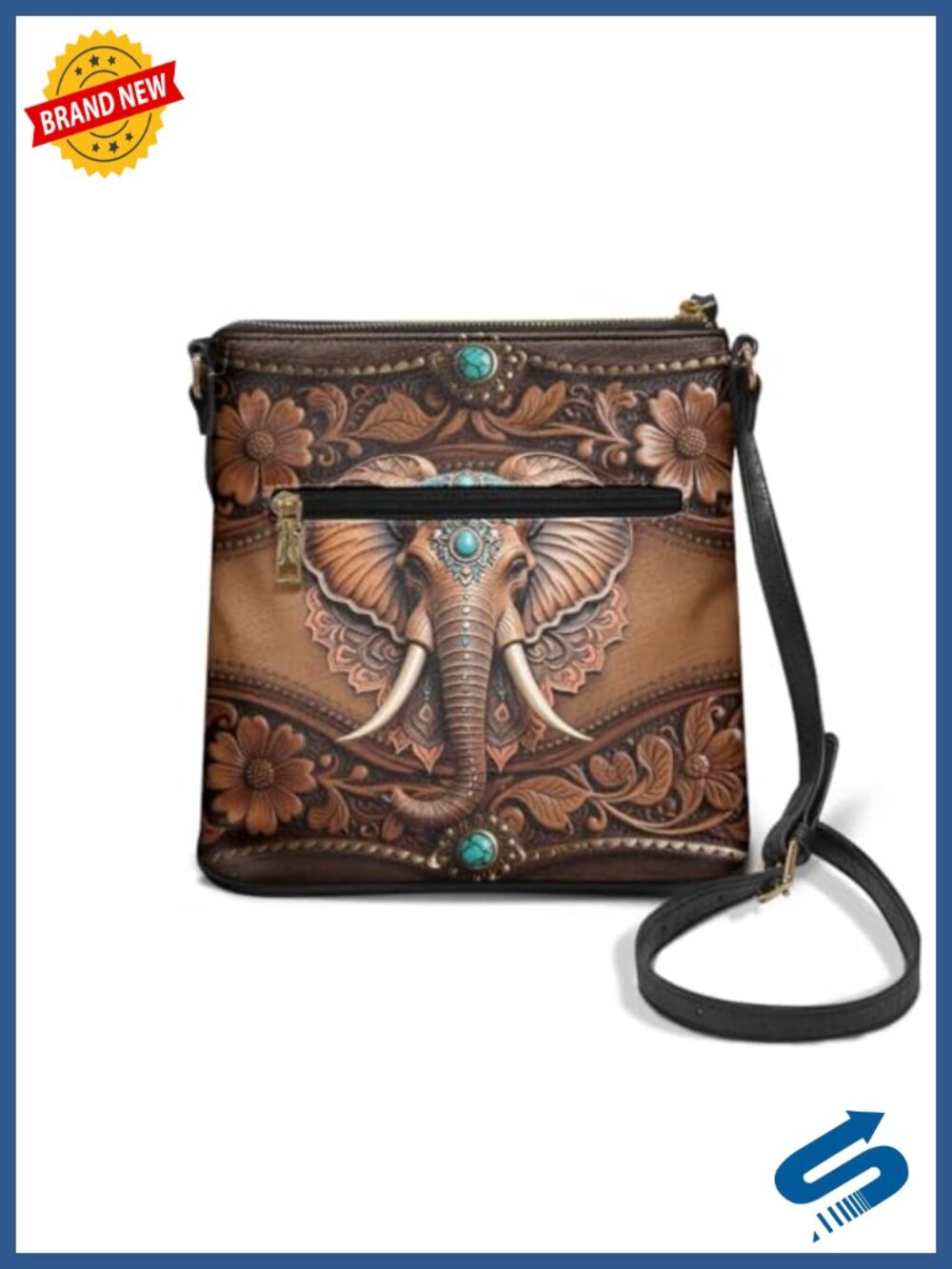 Faux Leather Crossbody Hobo Bag Satchel Purse with Adjustable Strap and Pockets - Picture 3 of 6